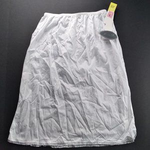 WONDERMAID Womens Vintage Half Slip Size Large White Lace Trim with Side Slit